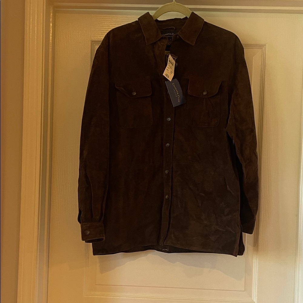 Charter Club Dark Brown Suede Shirt Jacket